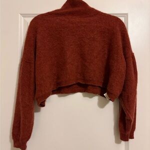 Free People Warm Rust Cowl Neck Sweater 100% cashmere